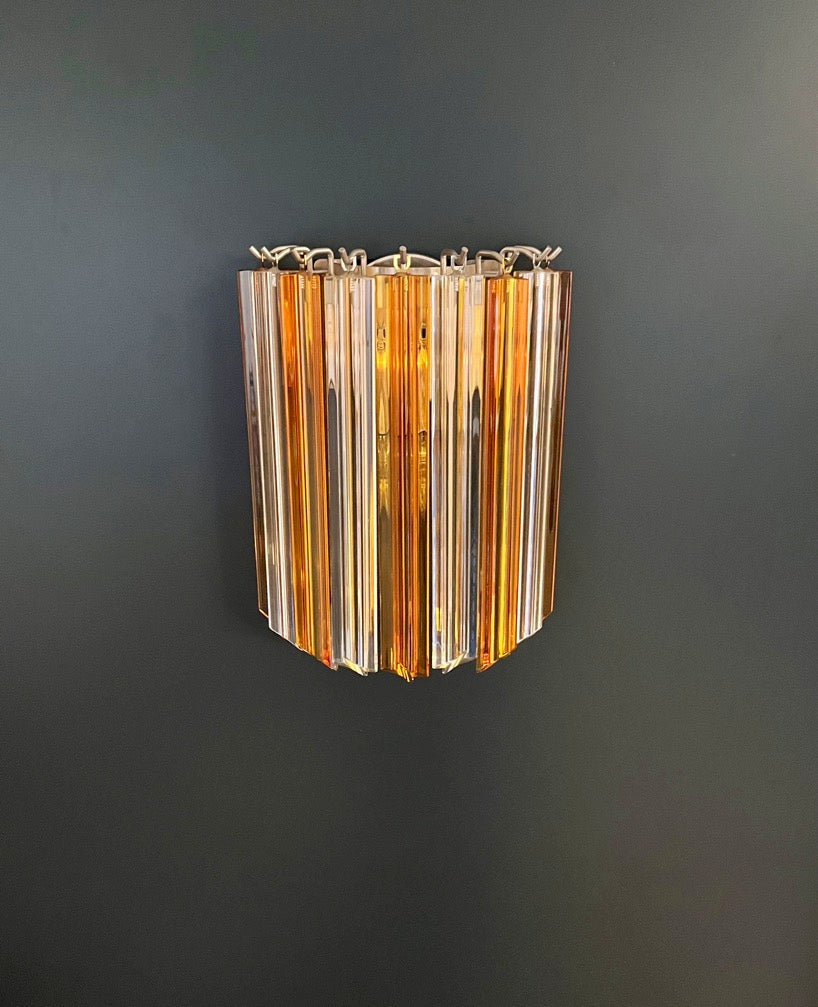 Murano Wall Lamp | 9 Clear Yellow Prism Glass | Set of 2