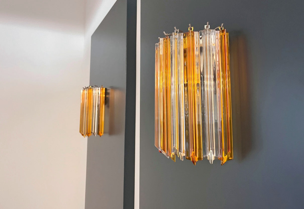 Murano Wall Lamp | 9 Clear Yellow Prism Glass | Set of 2
