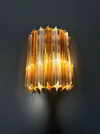 Murano Wall Lamp | 9 Clear Yellow Prism Glass | Set of 2