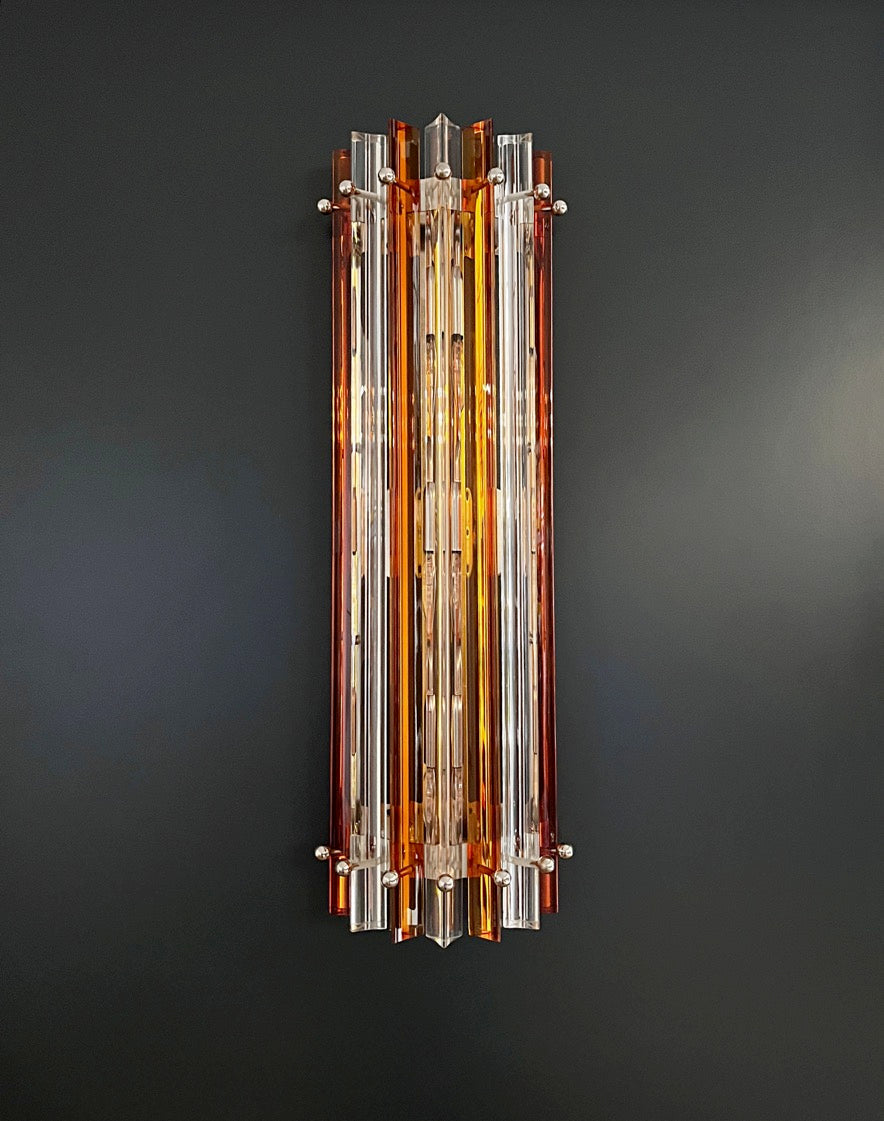 Murano Wall Lamp | 14 Clear Yellow Prism Glass | Set of 2