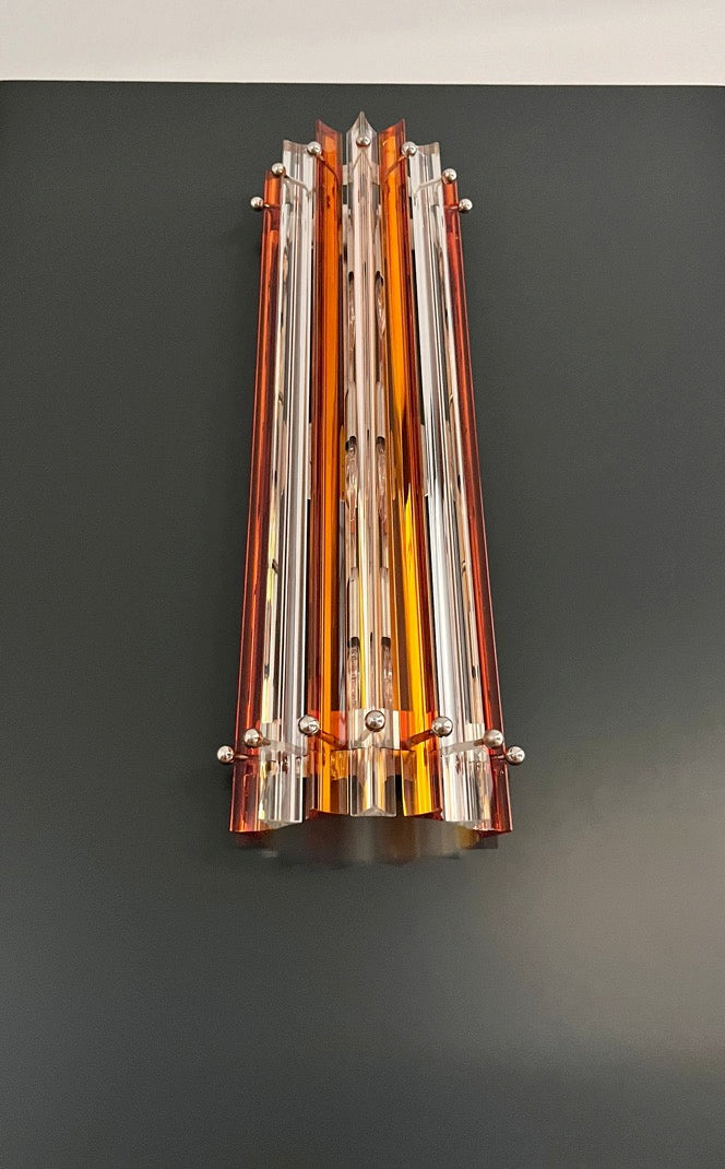 Murano Wall Lamp | 14 Clear Yellow Prism Glass | Set of 2