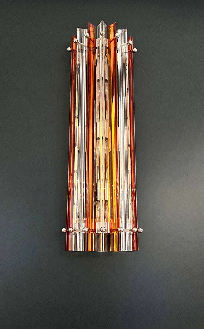 Murano Wall Lamp | 14 Clear Yellow Prism Glass | Set of 2