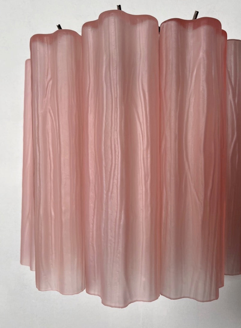 Murano Wall Lamp | 5 Pink Matte Glass Tubes | Set of 2