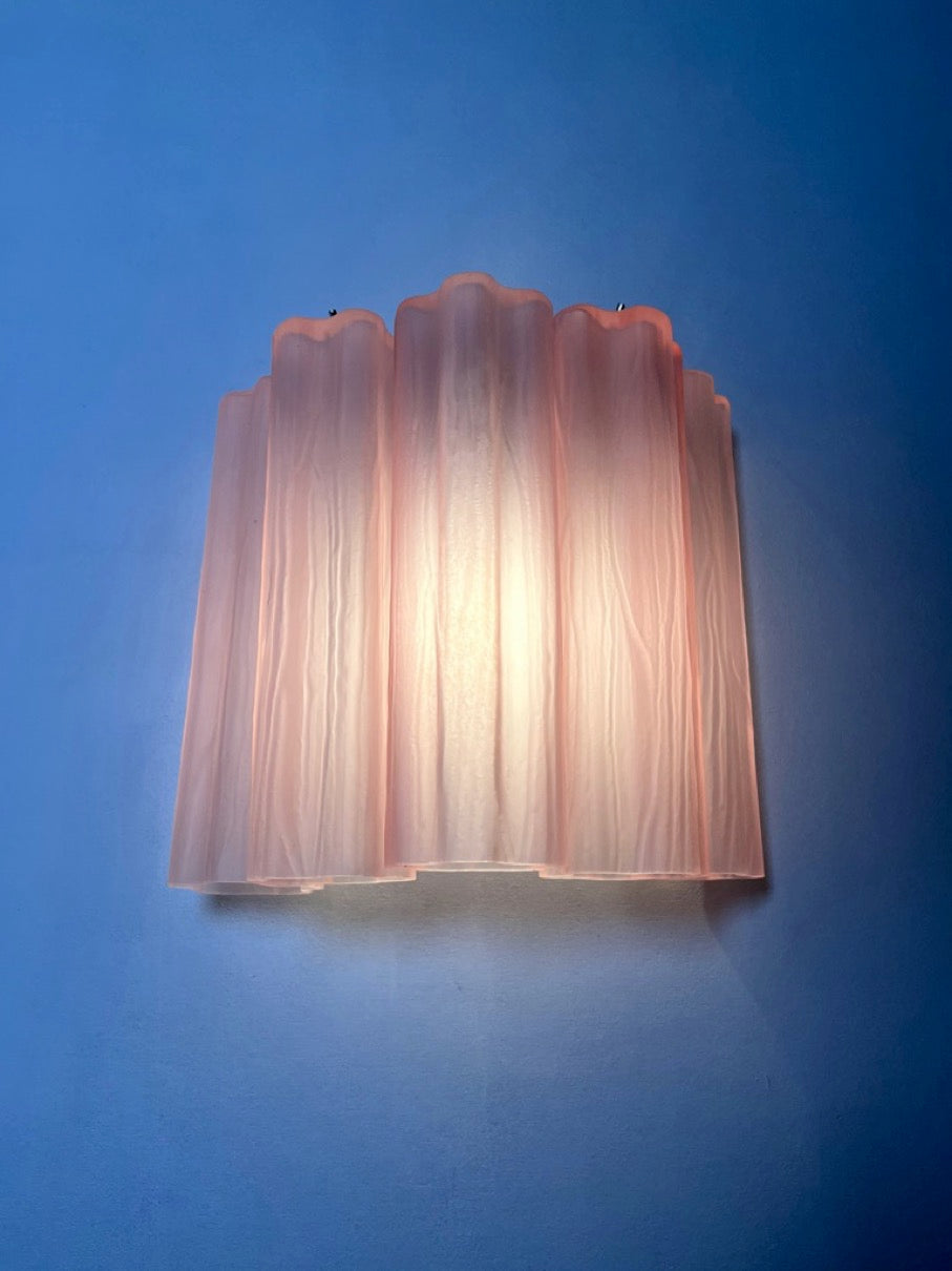Murano Wall Lamp | 5 Pink Matte Glass Tubes | Set of 2