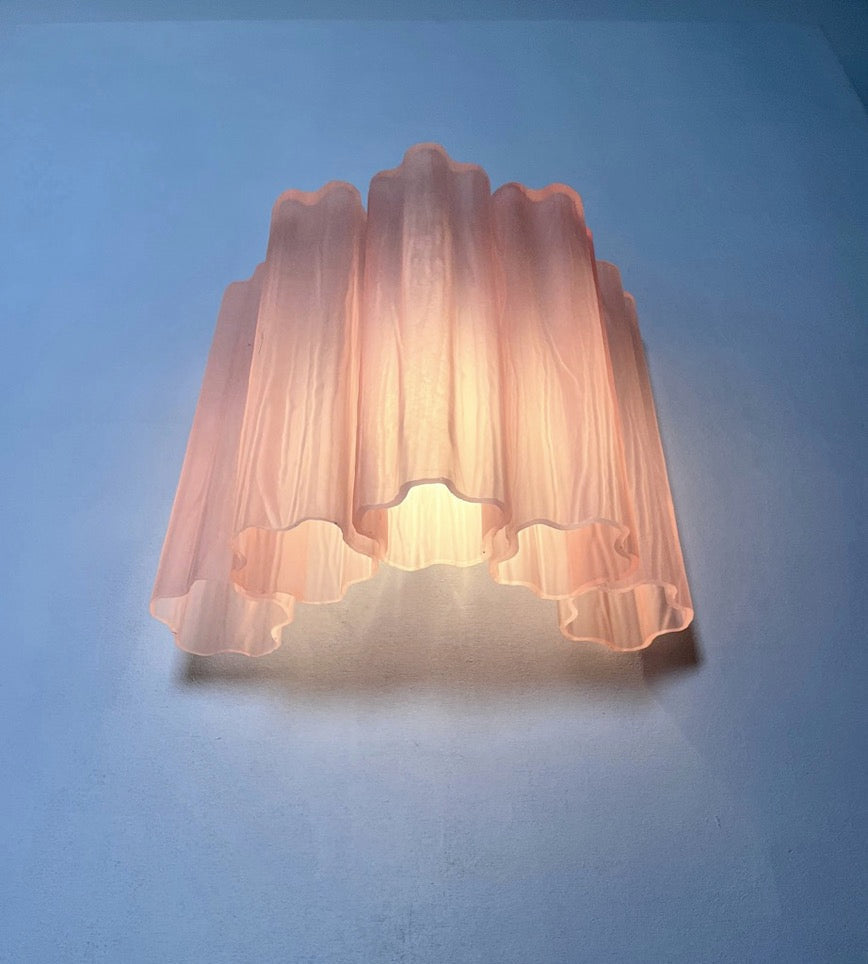 Murano Wall Lamp | 5 Pink Matte Glass Tubes | Set of 2