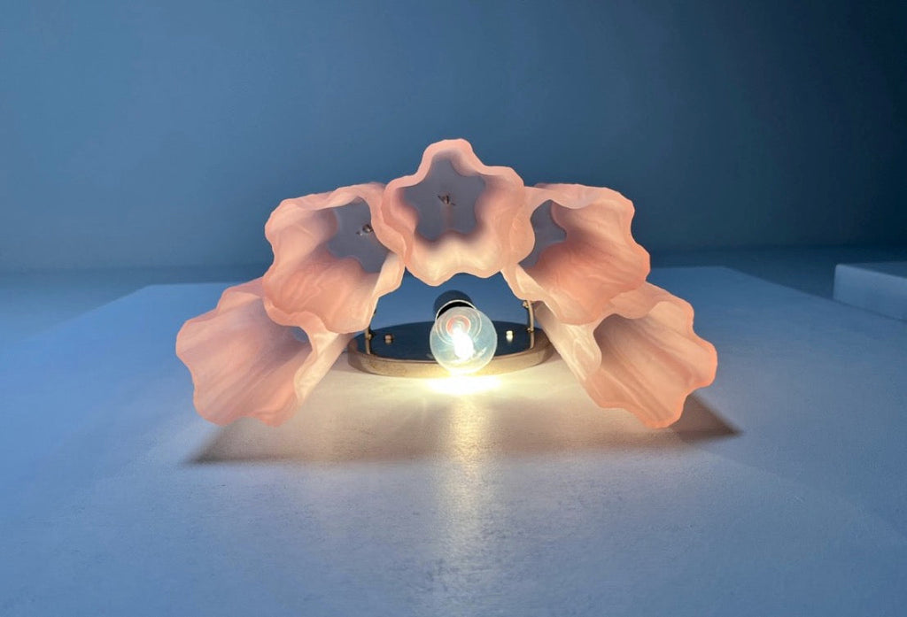 Murano Wall Lamp | 5 Pink Matte Glass Tubes | Set of 2