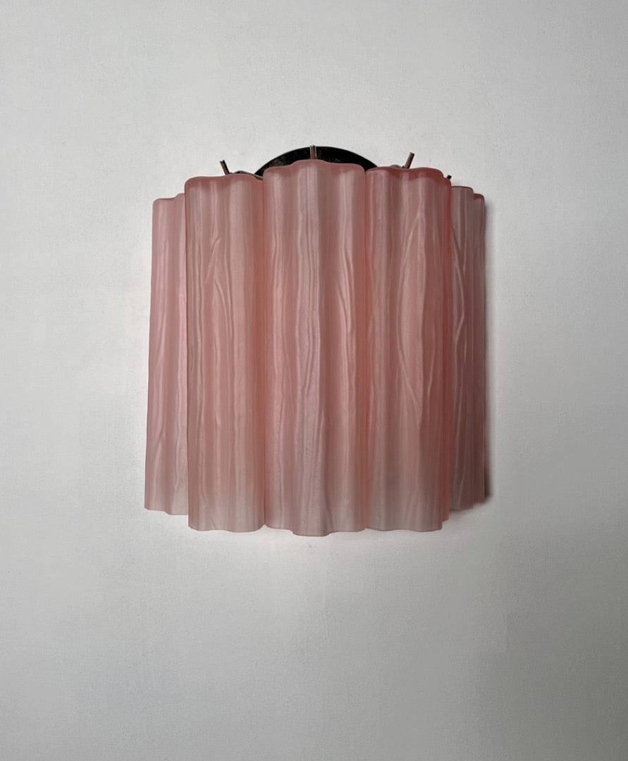 Murano Wall Lamp | 5 Pink Matte Glass Tubes | Set of 2