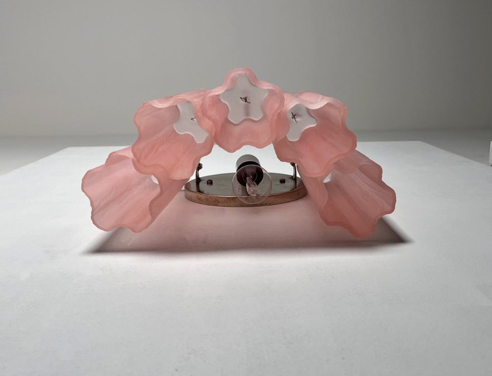 Murano Wall Lamp | 5 Pink Matte Glass Tubes | Set of 2