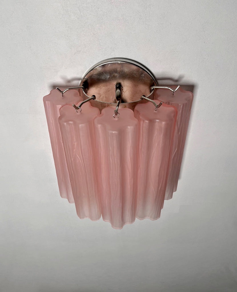 Murano Wall Lamp | 5 Pink Matte Glass Tubes | Set of 2