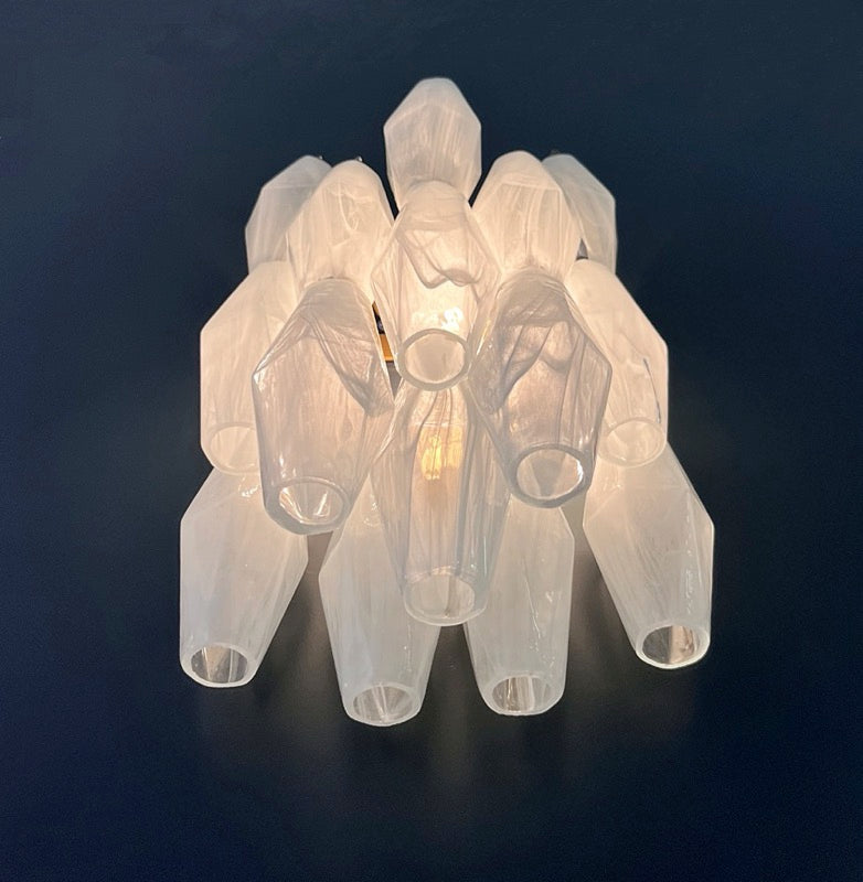 Murano Wall Lamp | 17 White Alabaster Poliedri Glass | Set of 2