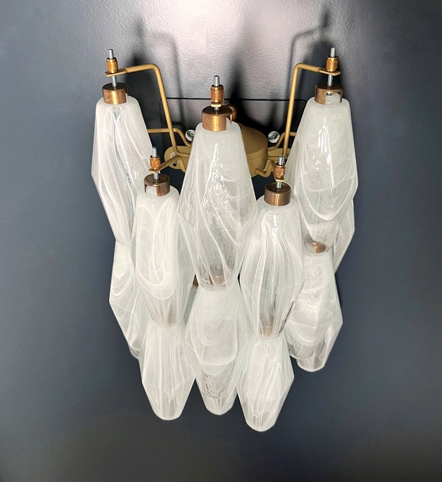 Murano Wall Lamp | 17 White Alabaster Poliedri Glass | Set of 2