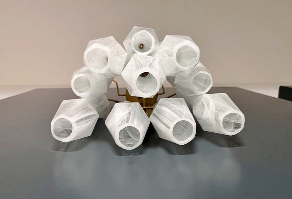 Murano Wall Lamp | 17 White Alabaster Poliedri Glass | Set of 2