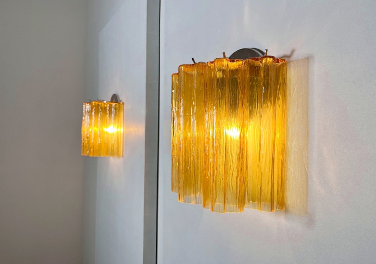 Murano Wall Lamp | 5 Yellow Glass Tubes | Set of 2