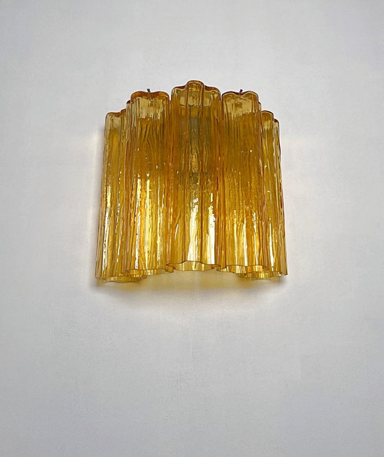 Murano Wall Lamp | 5 Yellow Glass Tubes | Set of 2