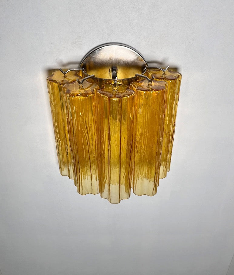 Murano Wall Lamp | 5 Yellow Glass Tubes | Set of 2