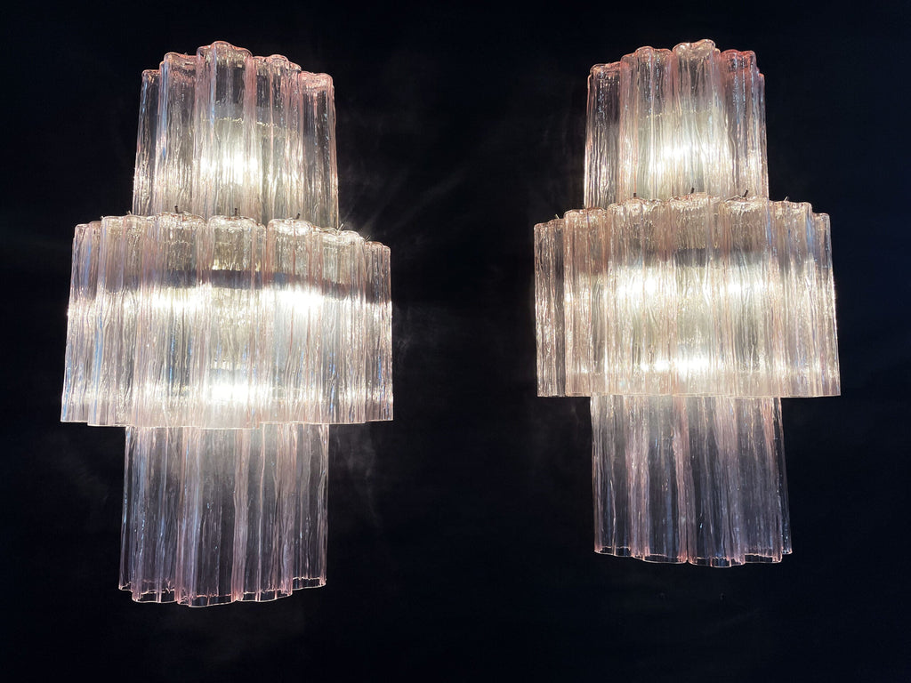 Murano Wall Lamp | 18 Pink Prism Glass | Set of 2
