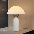 G9 Alabaster White Stone Table Lamp material and finish detail