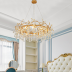 Iris Raindrop Clear Crystal Ring Branch Chandelier by Bling Lighting Studio