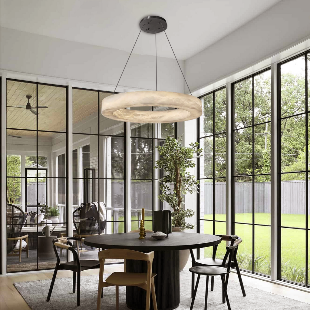 Glacera Alabaster Round Chandelier 19'' 27'' 36'' 60''D by Bling Lighting Studio