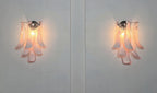 Murano Wall Lamp | 6 Pink Lattimo Petal Glass | Set of 2