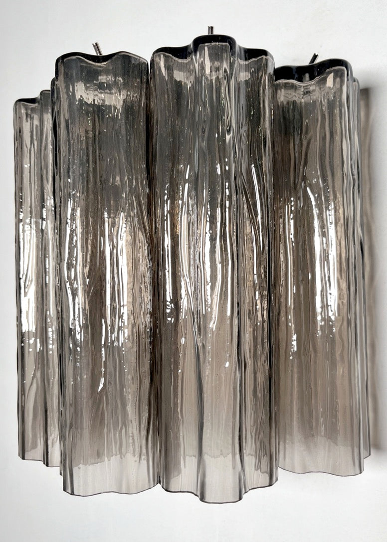 Murano Wall Lamp | 5 Smoked Tube Glass | Set of 2