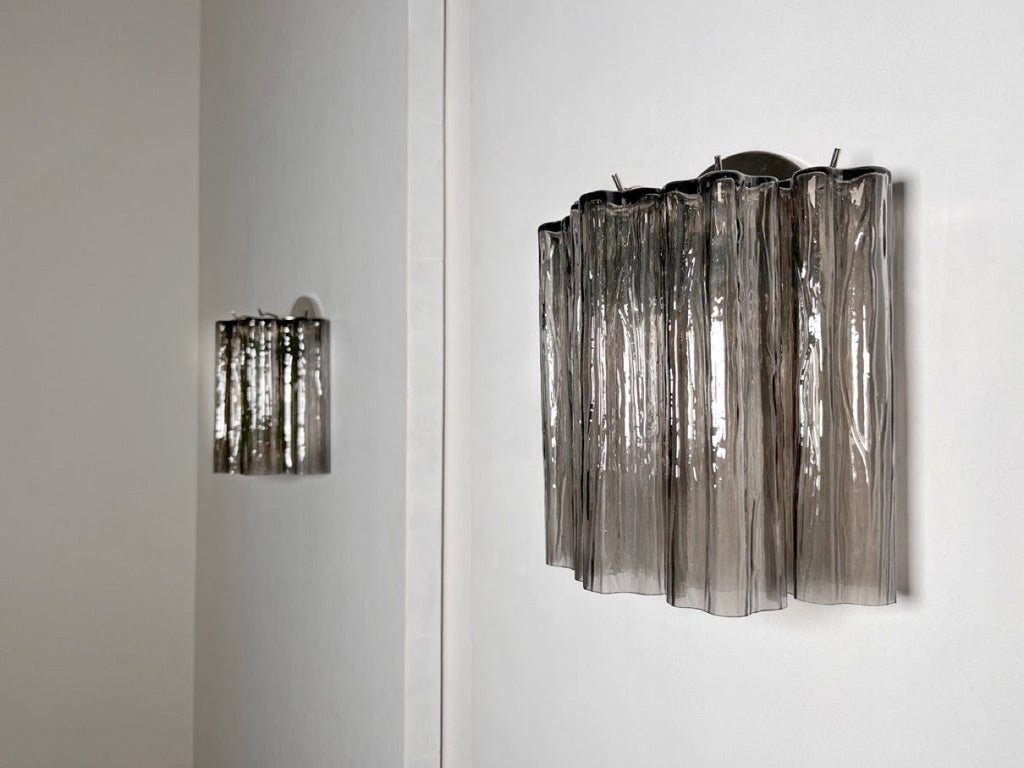 Murano Wall Lamp | 5 Smoked Tube Glass | Set of 2