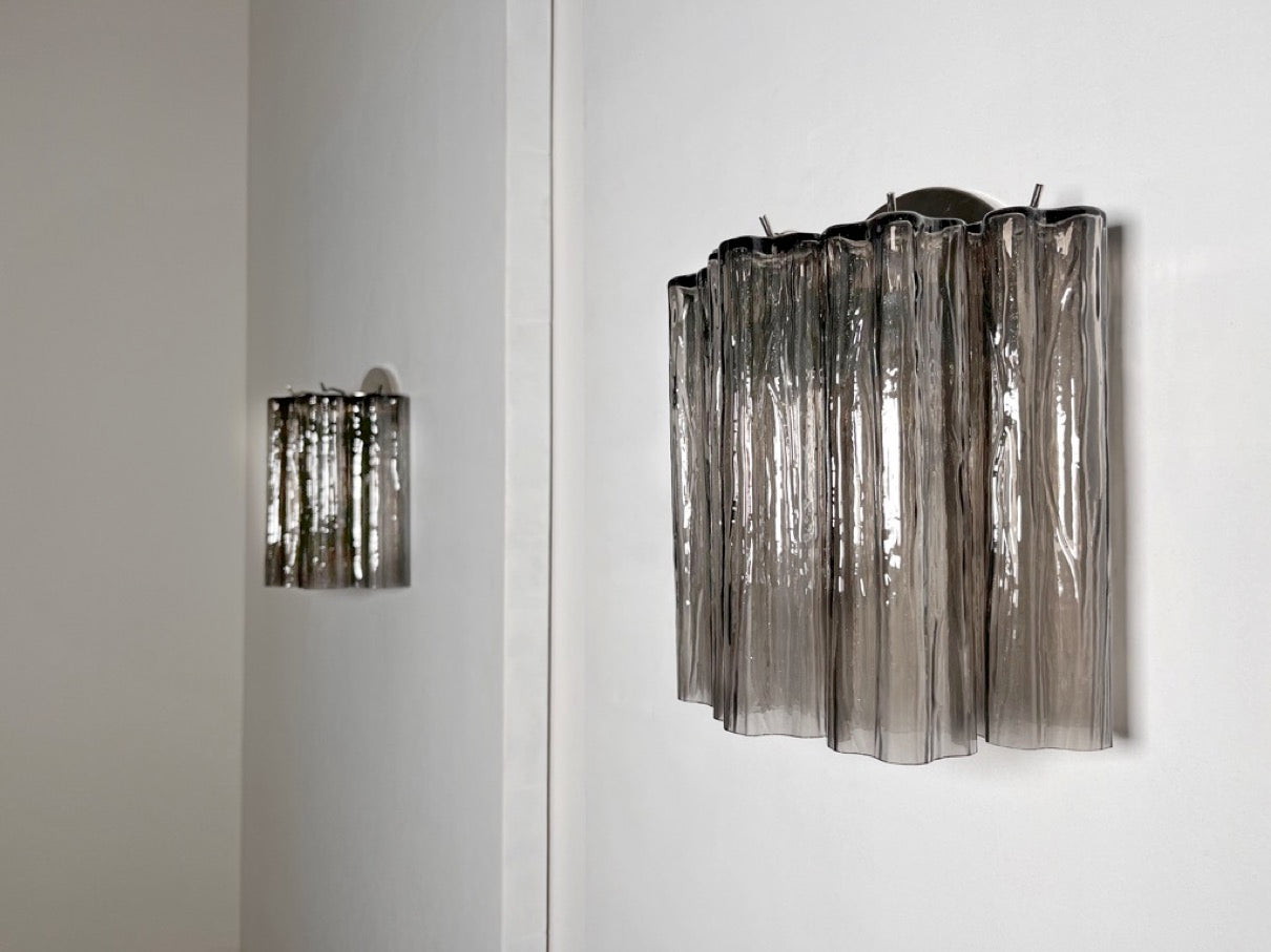 Murano Wall Lamp | 5 Smoked Tube Glass | Set of 2