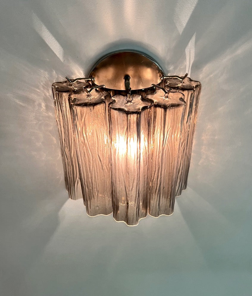 Murano Wall Lamp | 5 Smoked Tube Glass | Set of 2