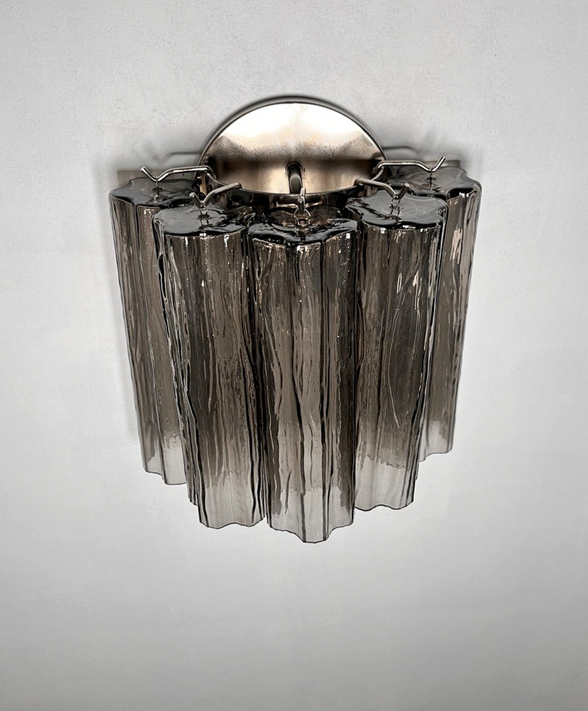Murano Wall Lamp | 5 Smoked Tube Glass | Set of 2