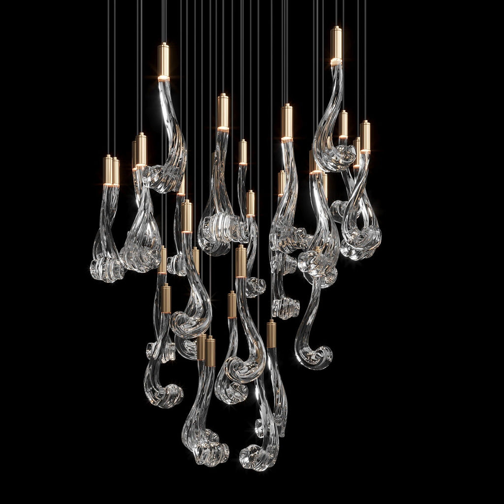 Crystal Scroll Cascade Chandelier