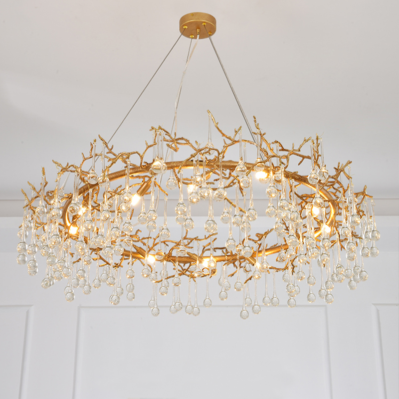 Iris Raindrop Clear Crystal Ring Branch Chandelier by Bling Lighting Studio