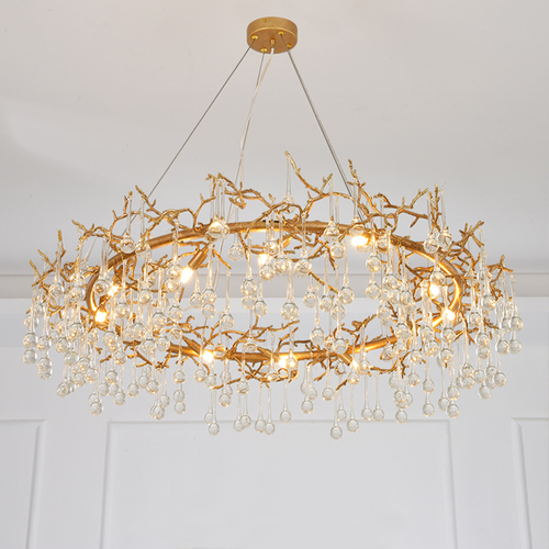 Iris Raindrop Clear Crystal Ring Branch Chandelier by Bling Lighting Studio