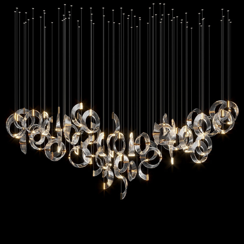 Crystal Crescent Cascade Chandelier