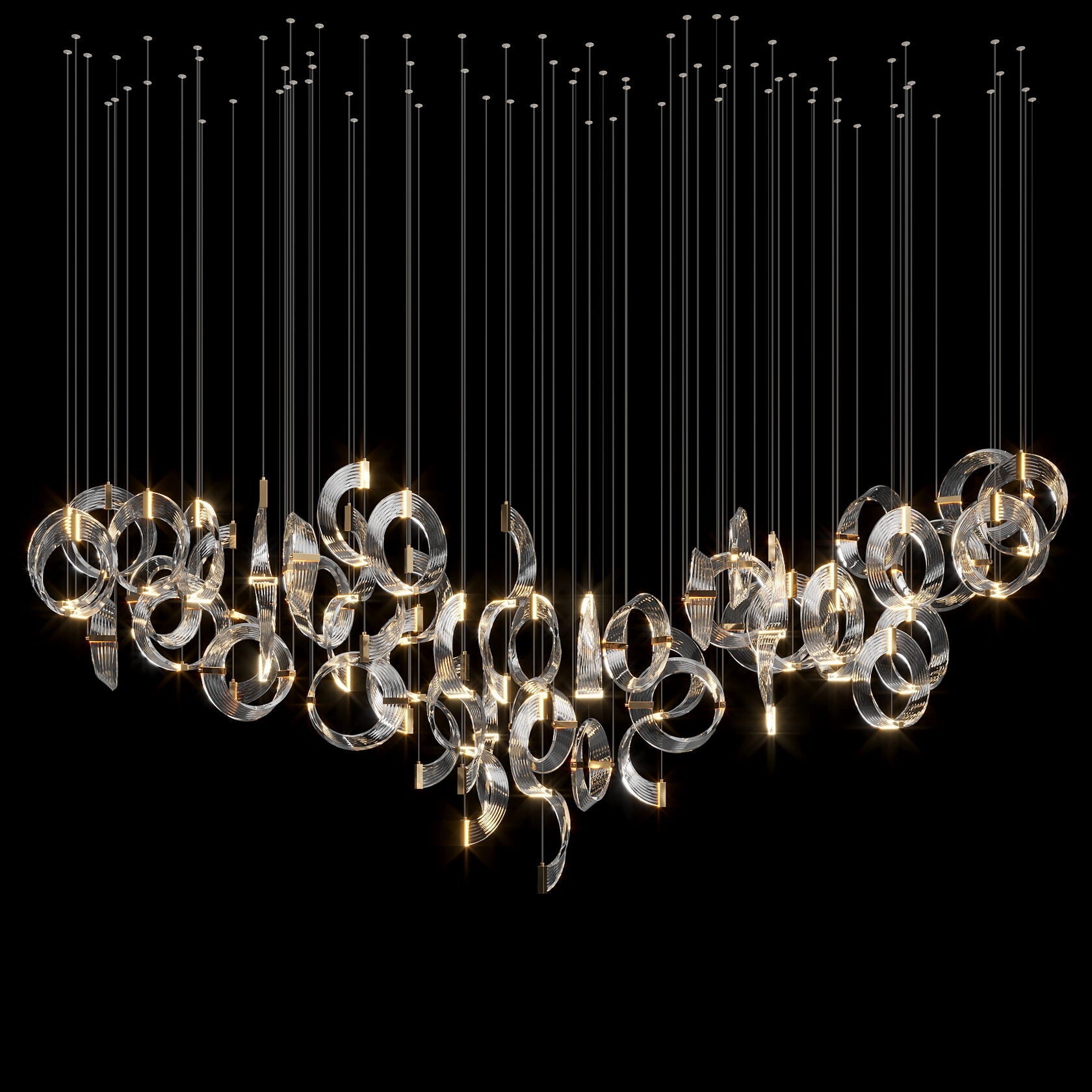 Crystal Crescent Cascade Chandelier