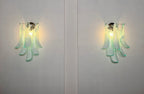 Murano Wall Lamp | 6 Turquoise Lattimo Petal Glass | Set of 2