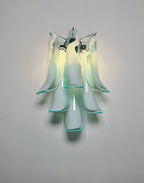 Murano Wall Lamp | 6 Turquoise Lattimo Petal Glass | Set of 2