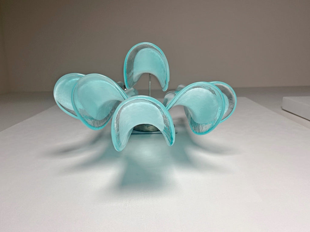 Murano Wall Lamp | 6 Turquoise Lattimo Petal Glass | Set of 2
