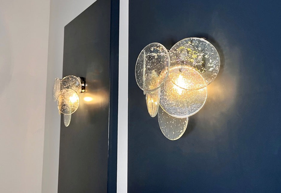 Murano Wall Lamp | 6 Iris Disc Glass | Set of 2