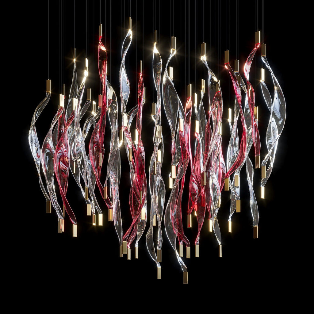 Crimson Flame Cascade Chandelier