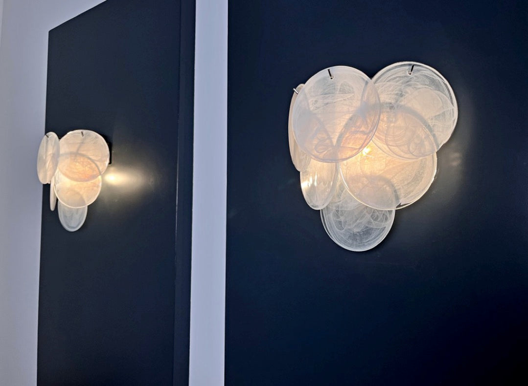 Murano Wall Lamp | 6 Alabaster Glass Disc Glass | Set of 2