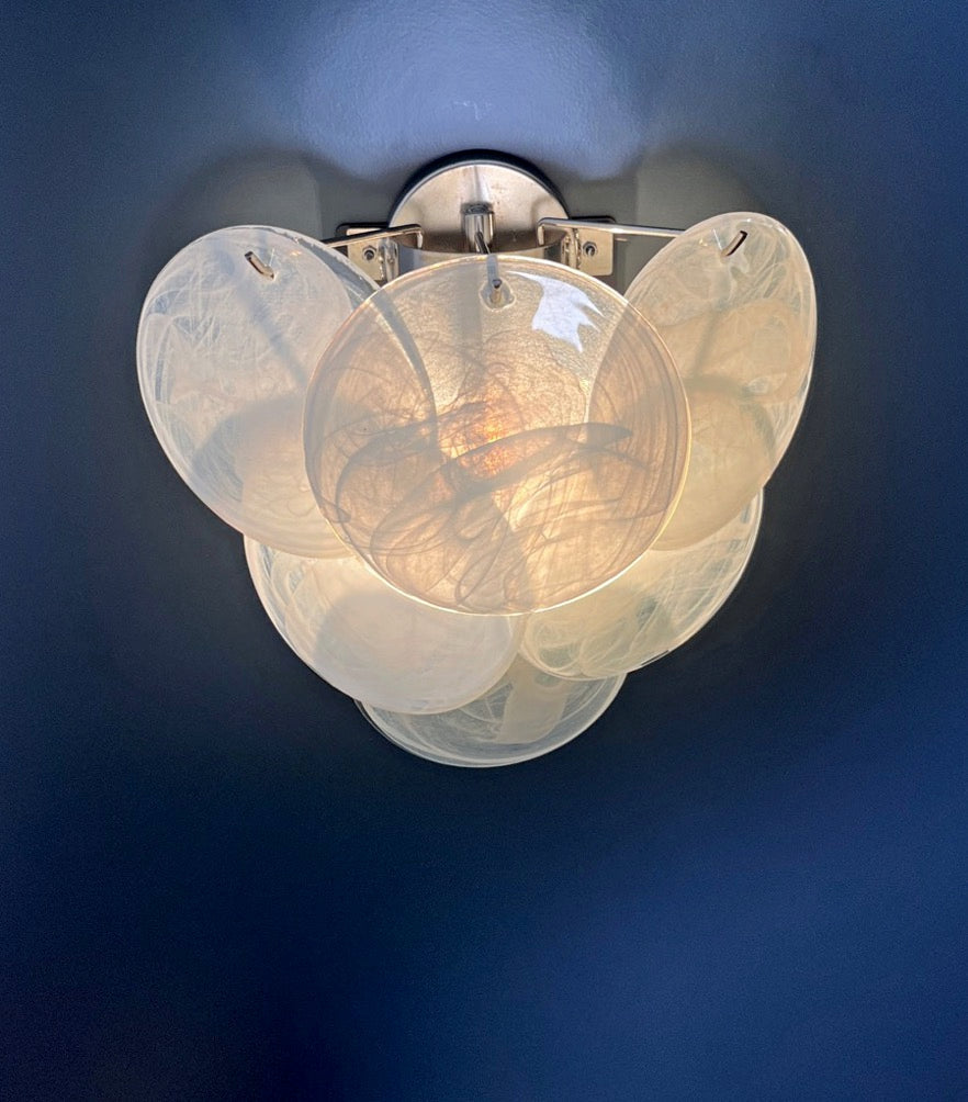Murano Wall Lamp | 6 Alabaster Glass Disc Glass | Set of 2