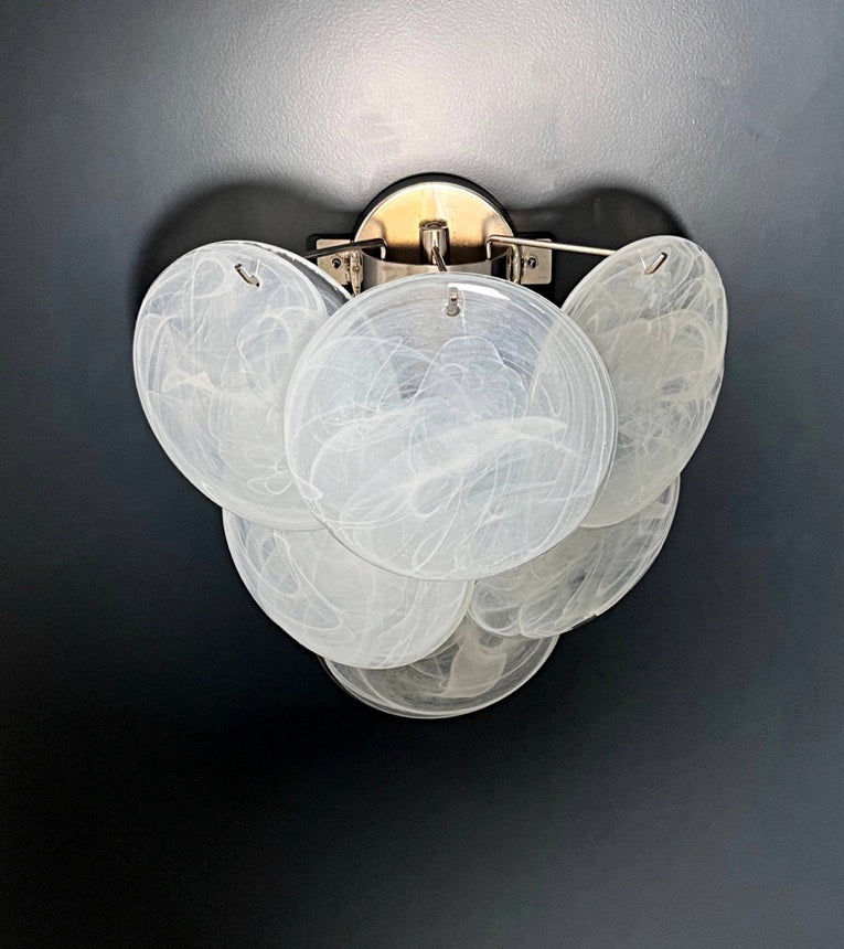 Murano Wall Lamp | 6 Alabaster Glass Disc Glass | Set of 2