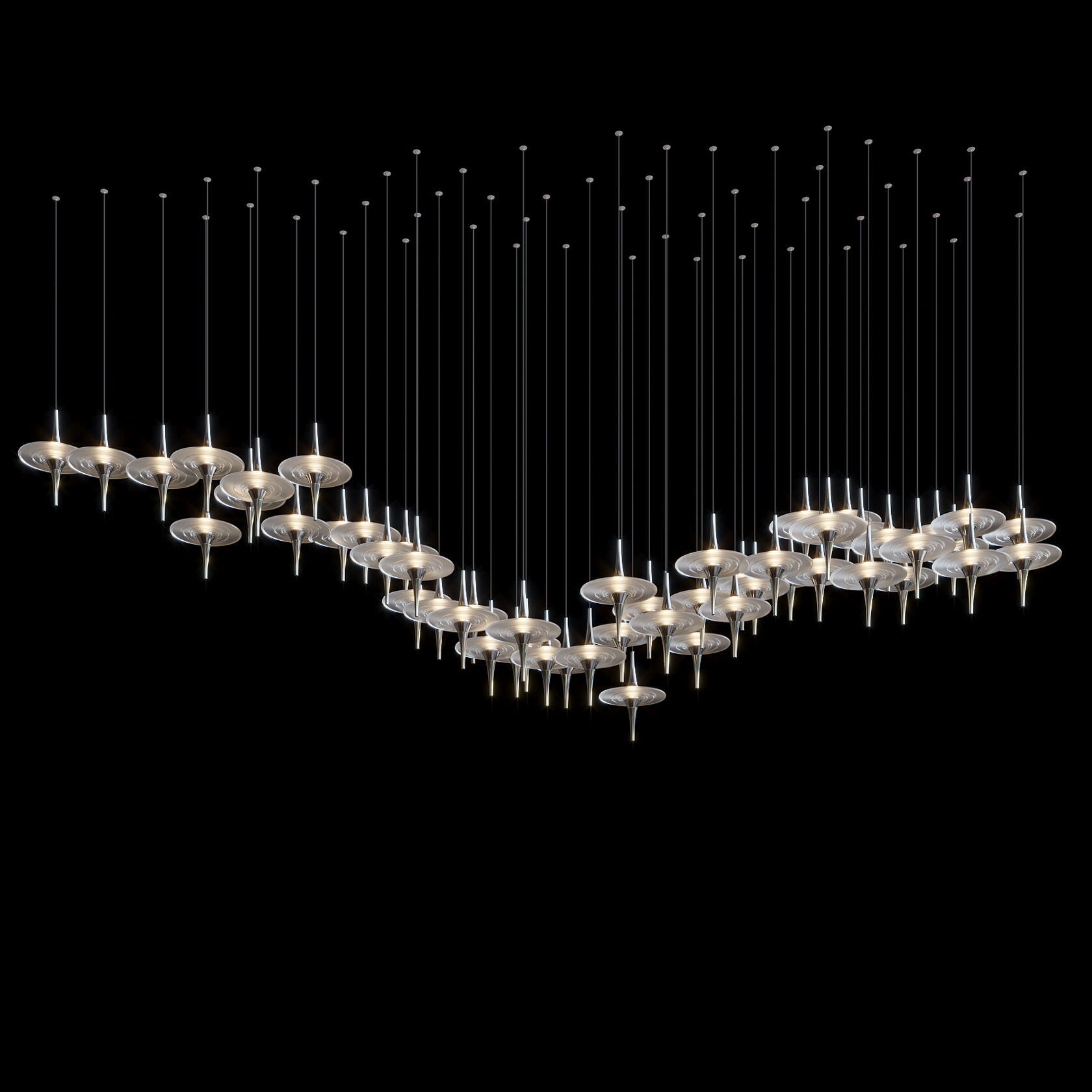 Ivory Saucer Orbit Chandelier