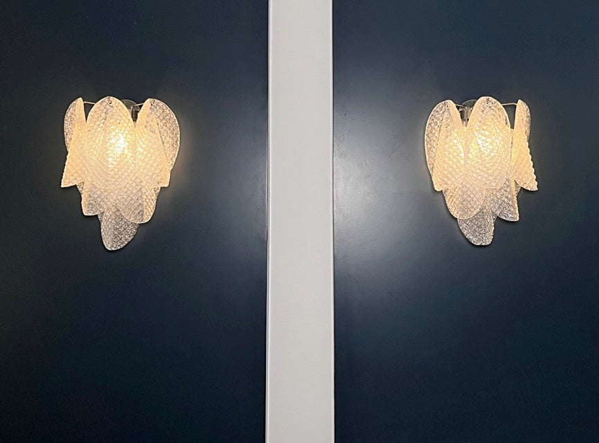 Murano Wall Lamp | 6 Clear Rondini Glass | Set of 2
