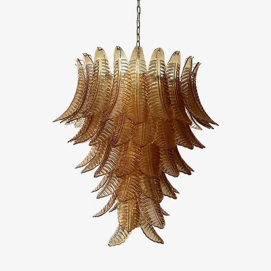 Amber Leaf Cascade Chandelier Glass lighting by Bling Lighting Studio