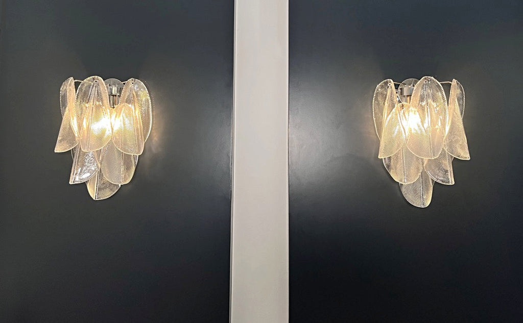 Murano Wall Lamp | 6 Clear Rondini Glass | Set of 2