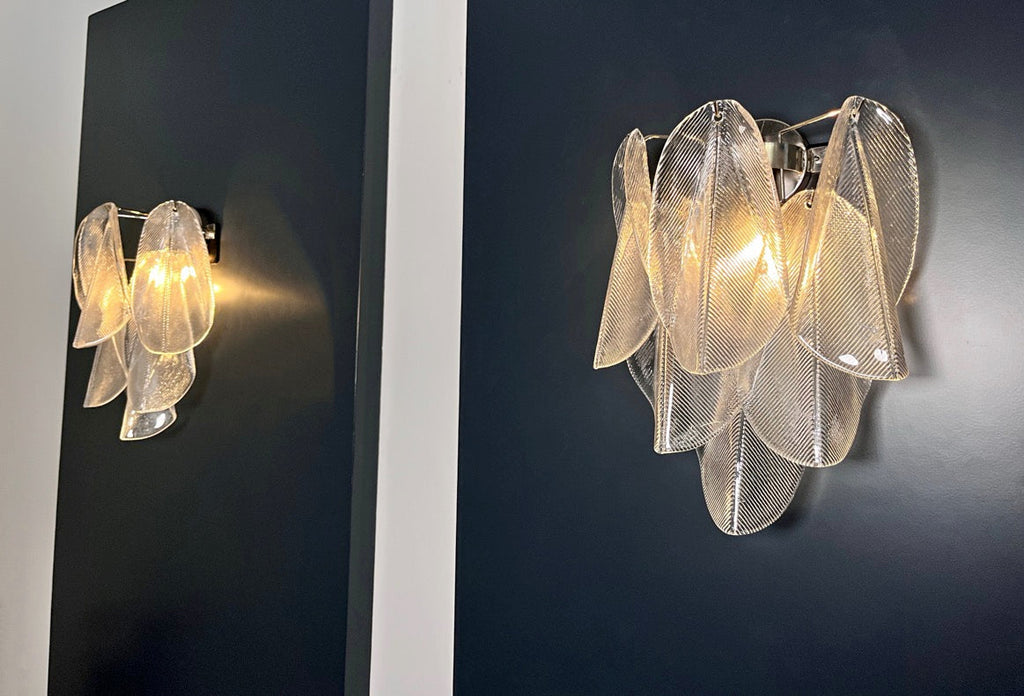 Murano Wall Lamp | 6 Clear Rondini Glass | Set of 2