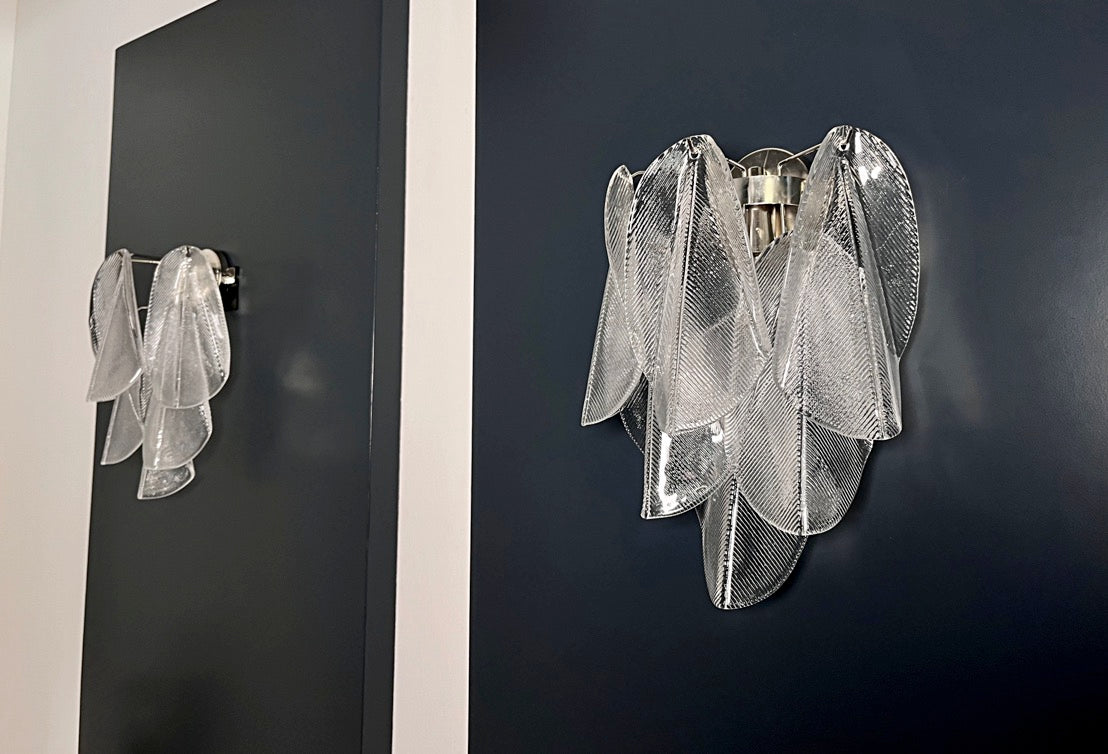 Murano Wall Lamp | 6 Clear Rondini Glass | Set of 2