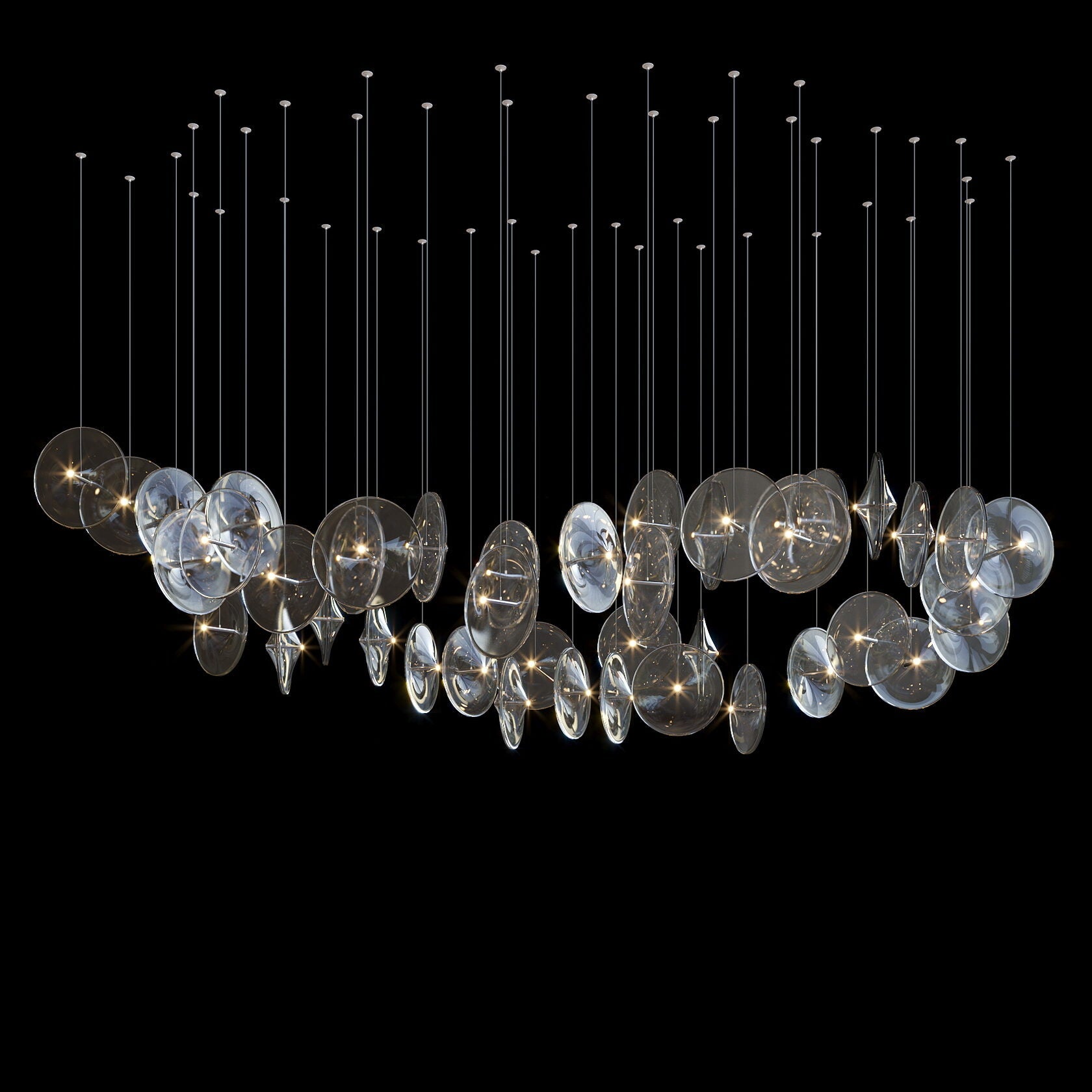 Smoke Glass Disc Cluster Chandelier