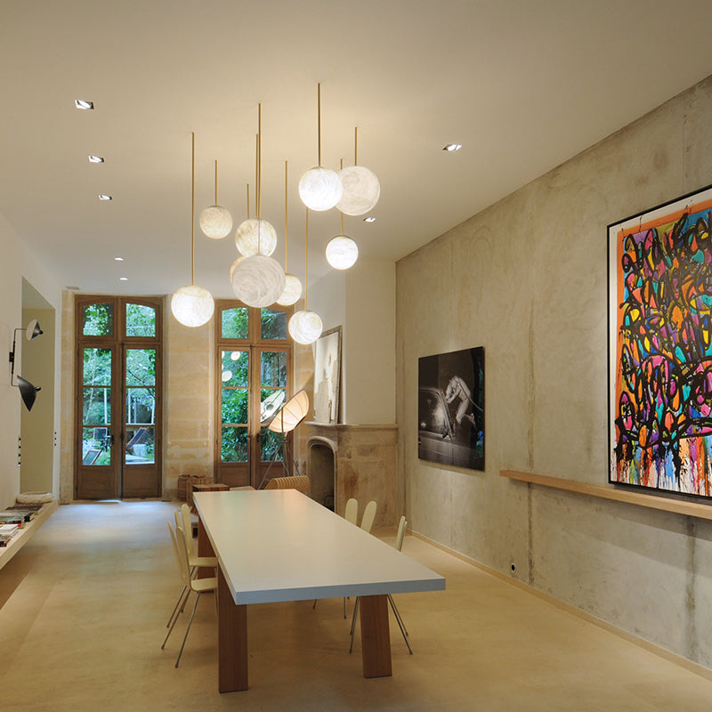 Glacera Alabaster Sphere Staircase Chandelier,Multi Pendant Light by Bling Lighting Studio